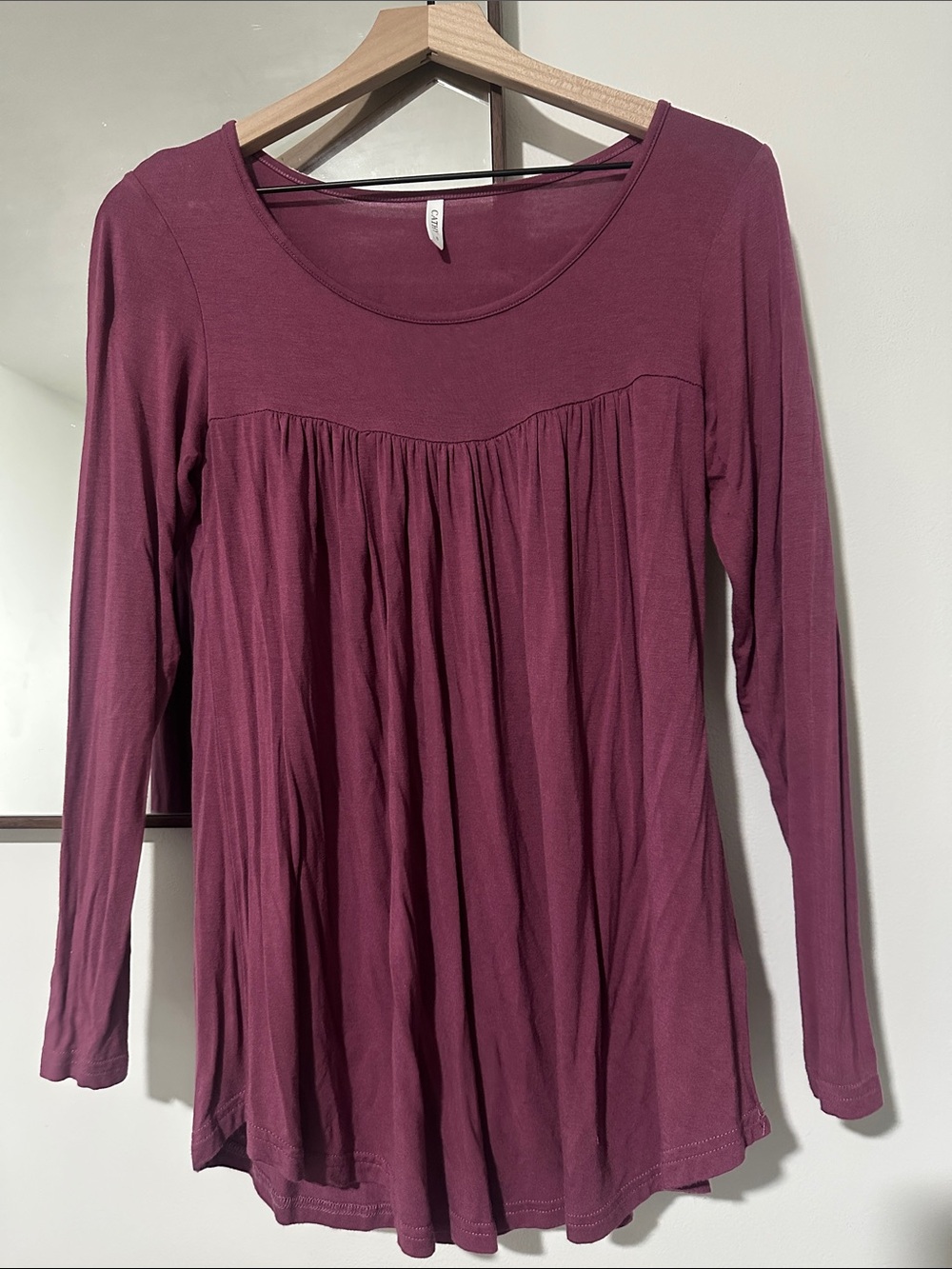 Long Sleeve Scoop Neck Women's Top in Plum